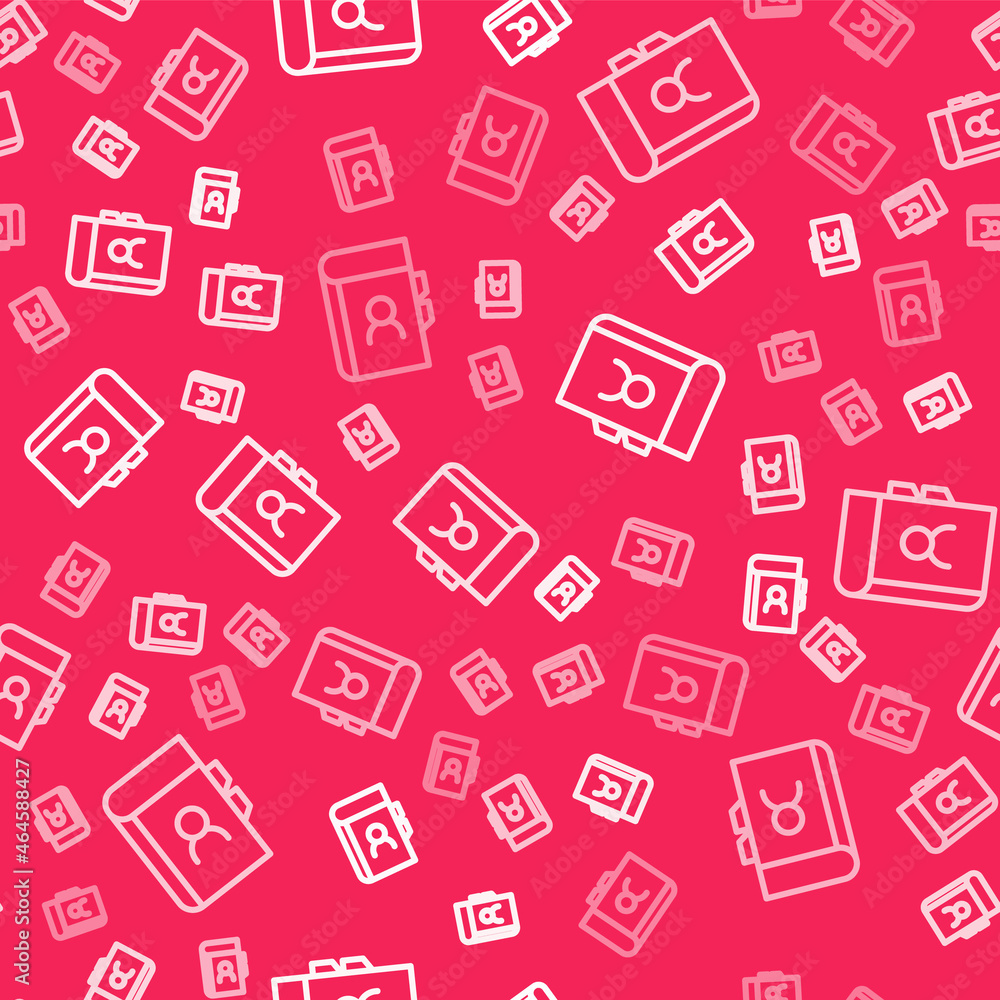 White line Phone book icon isolated seamless pattern on red background. Address book. Telephone directory. Vector White line Phone book icon isolated seamless pattern on red background. Address book. Telephone directory. Vector