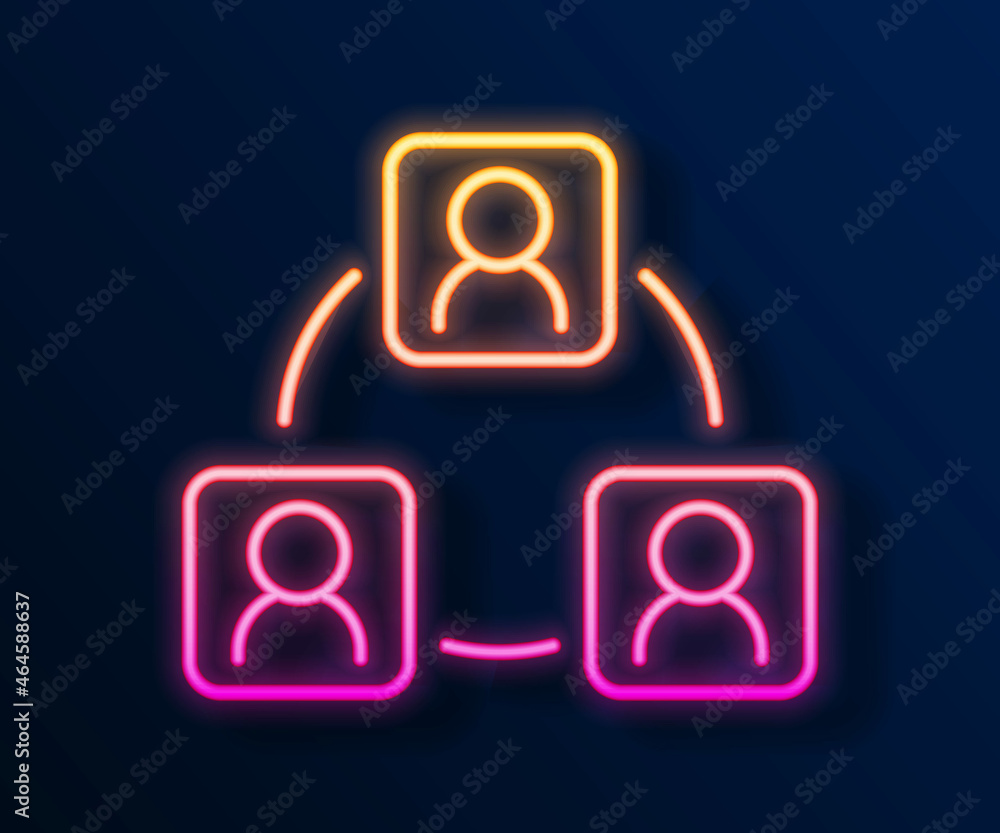 Glowing neon line Meeting icon isolated on black background. Business team meeting, discussion concept, analysis, content strategy. Presentation conference. Vector Glowing neon line Meeting icon isolated on black background. Business team meeting, discussion concept, analysis, content strategy. Presentation conference. Vector
