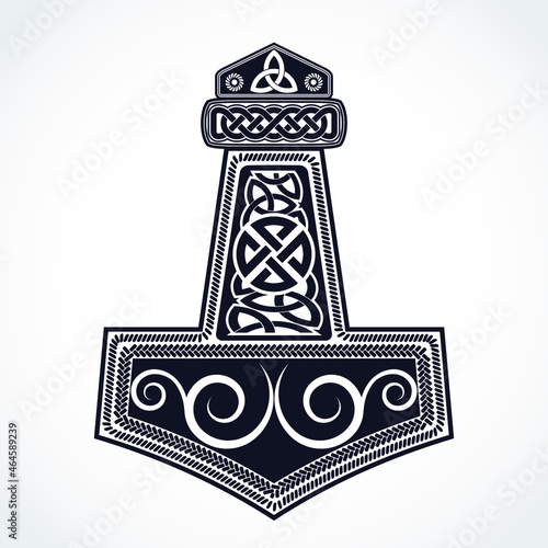 Thor hammer mjolnir ornamental viking symbol photo