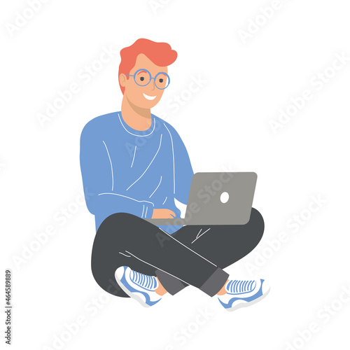 man using laptop