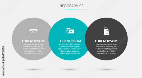Set Kitchen meat grinder, colander and Grater. Business infographic template. Vector
