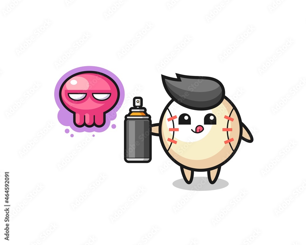 Fototapeta premium baseball cartoon make a graffiti with a spray paint