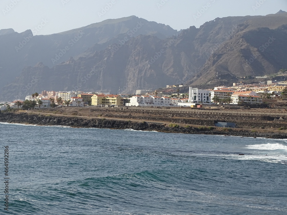 Los Gigantes town with mountains in the background 