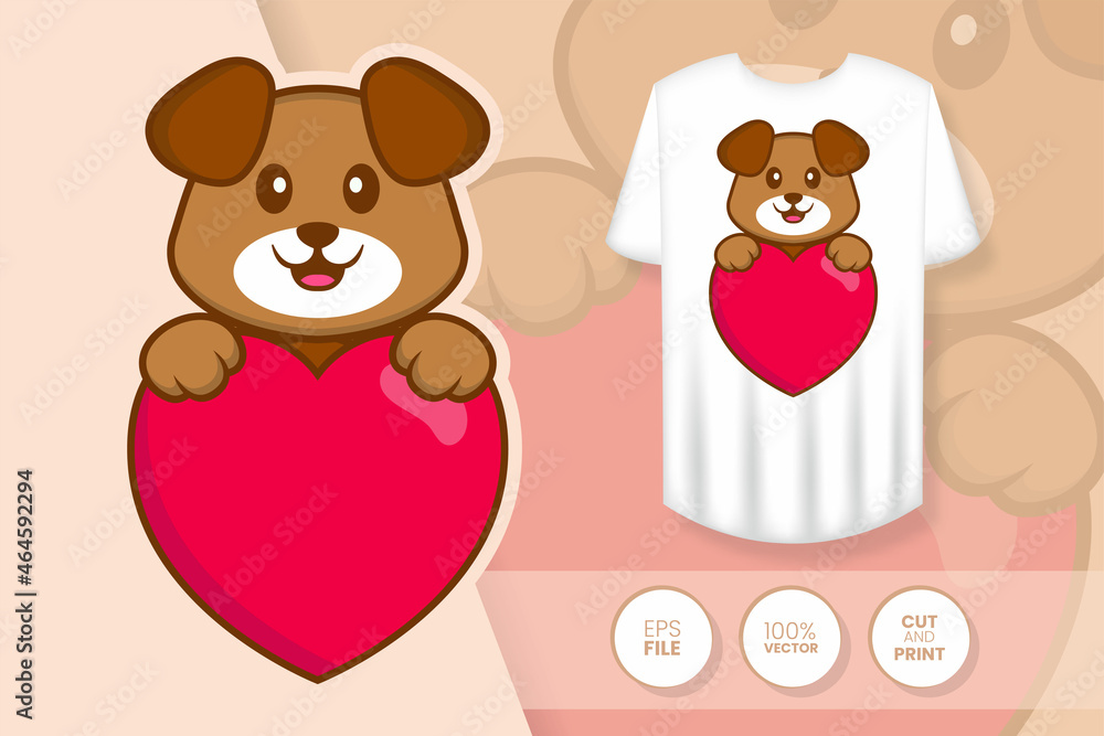 Cute dog cartoon character. Prints on T-shirts, sweatshirts, cases for mobile phones, souvenirs. Isolated vector illustration. Cute dog cartoon character. Prints on T-shirts, sweatshirts, cases for mobile phones, souvenirs. Isolated vector illustration.