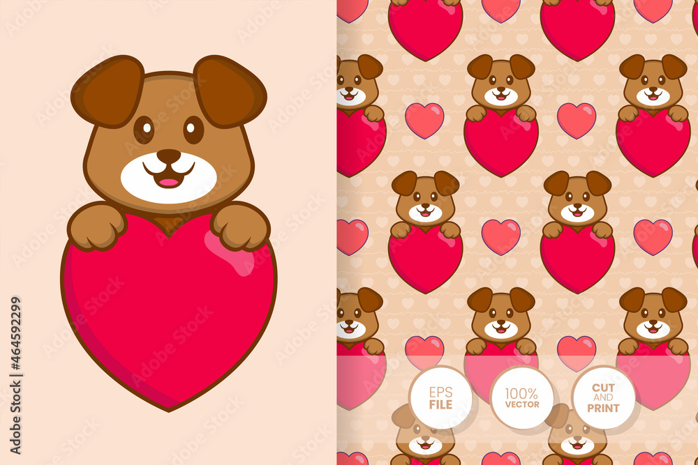 Cute dog cartoon character. seamless pattern background. Cute dog cartoon character. seamless pattern background.