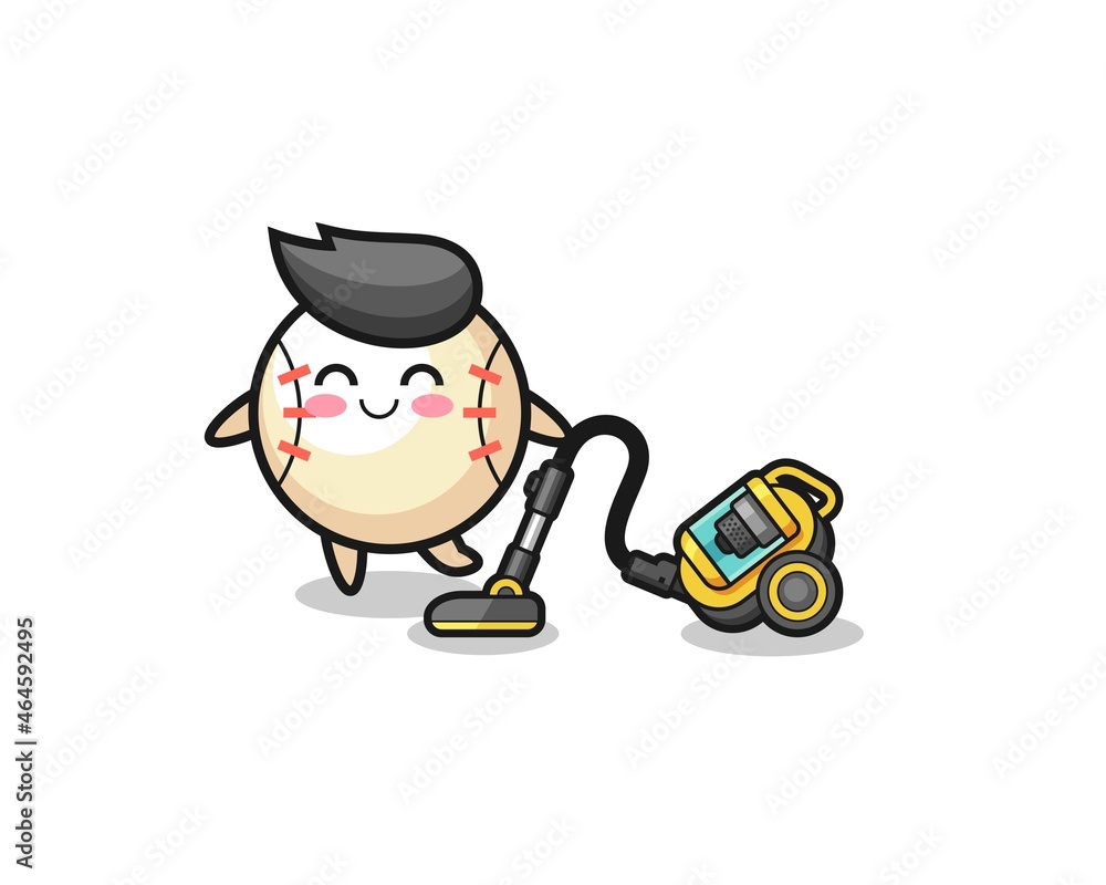Obraz premium the baseball painter mascot with a paint roller