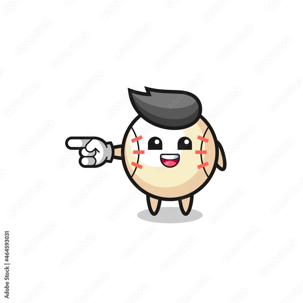 Obraz premium baseball cartoon with pointing left gesture