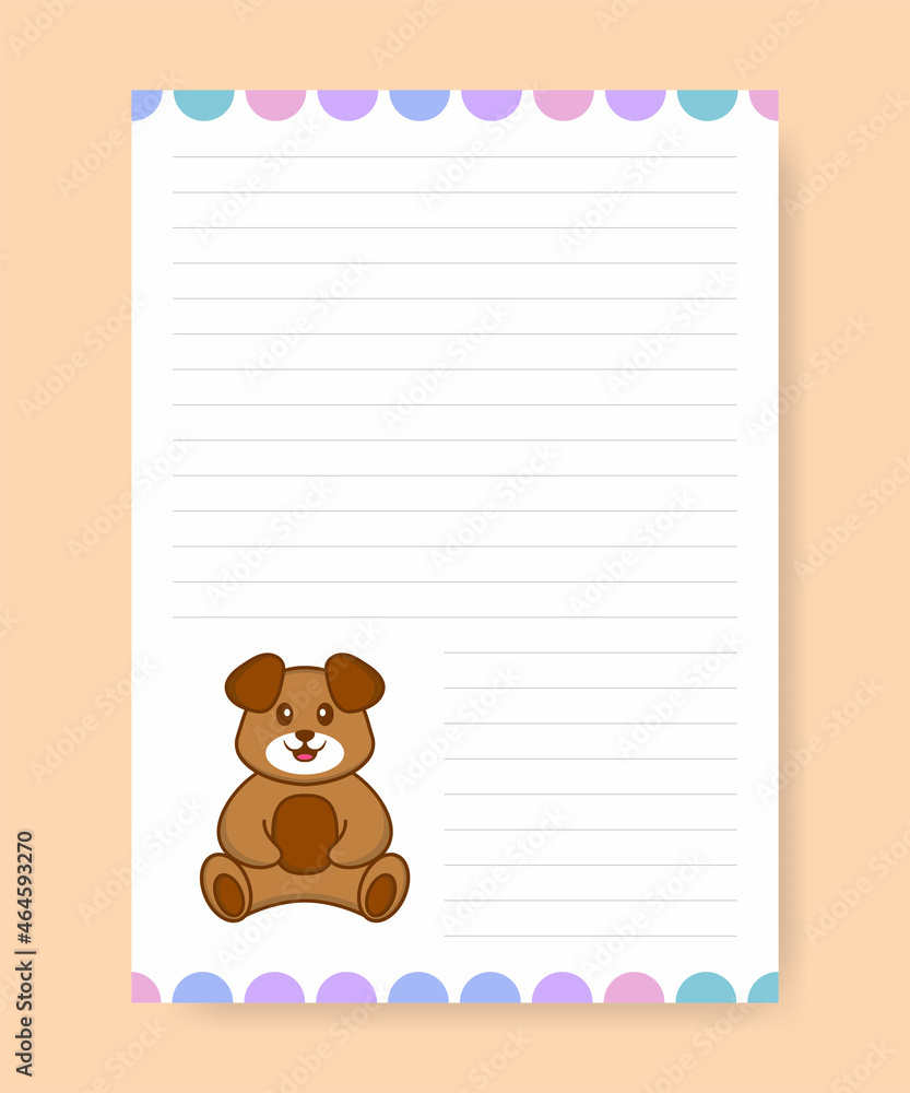 Planner page and to do list with cute dog. Cartoon vector illustration. Planner page and to do list with cute dog. Cartoon vector illustration.