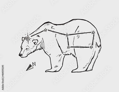 Illustration of the constellation Ursa Major in the form of the Big Bear