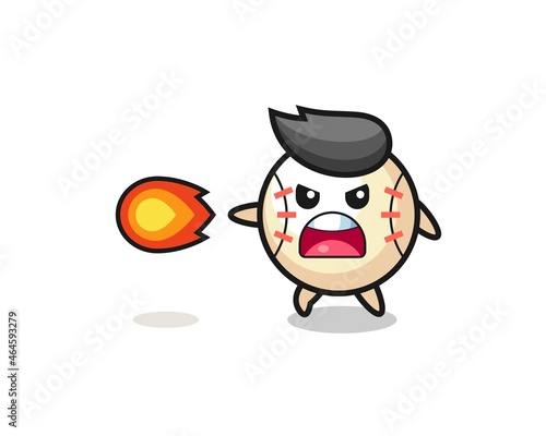 cute baseball mascot is shooting fire power © heriyusuf