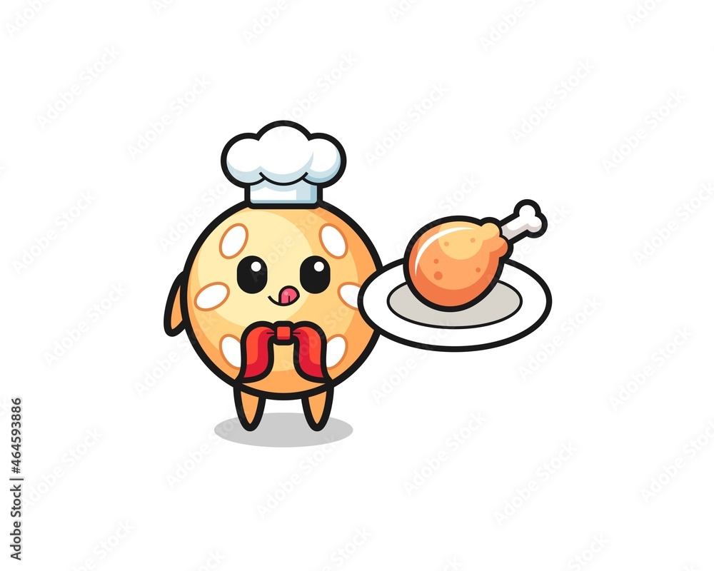 sesame ball fried chicken chef cartoon character sesame ball fried chicken chef cartoon character