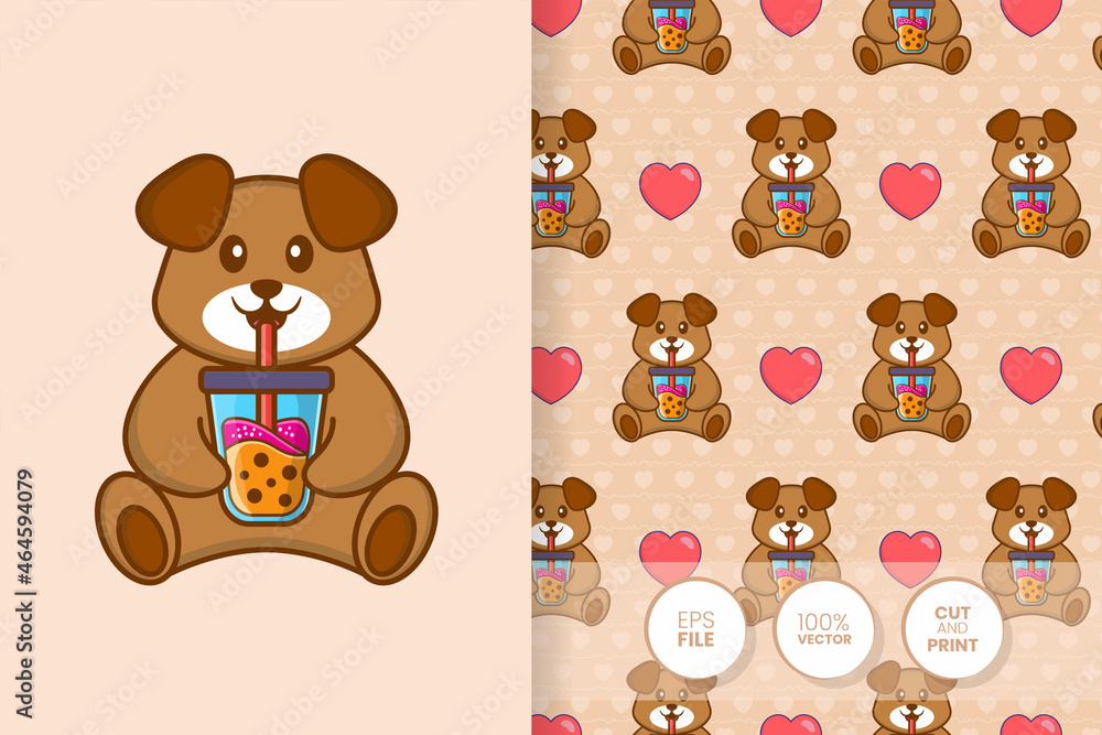 Cute dog cartoon character. seamless pattern background. Cute dog cartoon character. seamless pattern background.