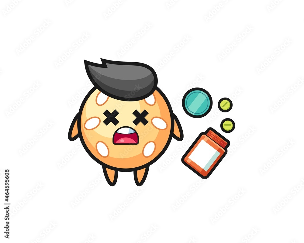 illustration of overdose sesame ball character