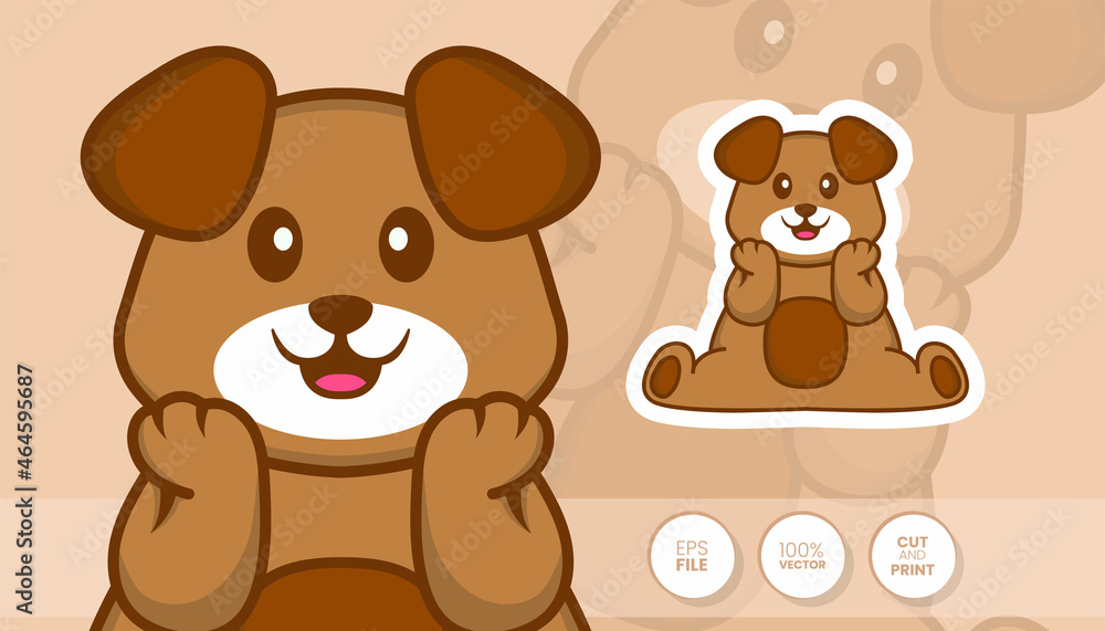 Obraz premium Hand drawn illustration of Cute dog. Cartoon character concept - Stickers