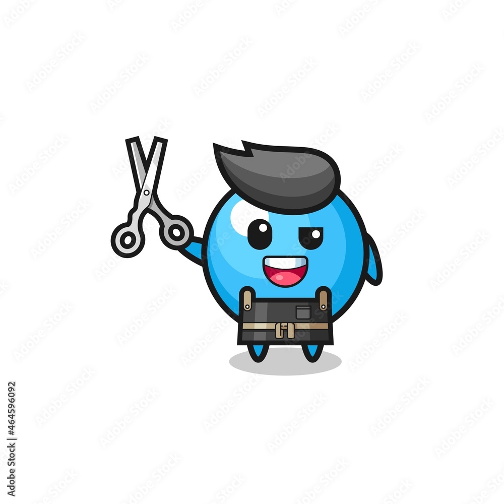 gum ball character as barbershop mascot