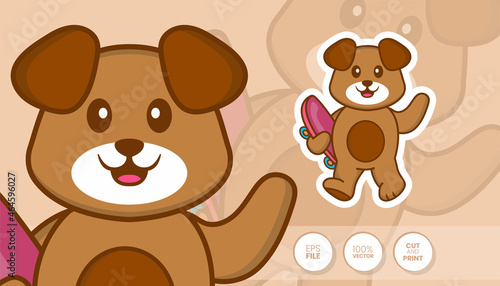 Hand drawn illustration of Cute dog. Cartoon character concept - Stickers