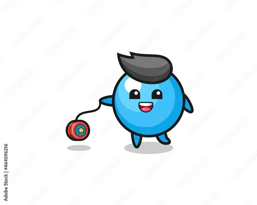cartoon of cute gum ball playing a yoyo