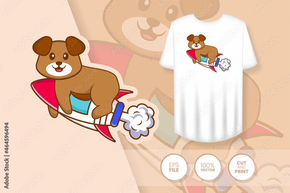 Cute dog cartoon character. Prints on T-shirts, sweatshirts, cases for mobile phones, souvenirs. Isolated vector illustration. Cute dog cartoon character. Prints on T-shirts, sweatshirts, cases for mobile phones, souvenirs. Isolated vector illustration.