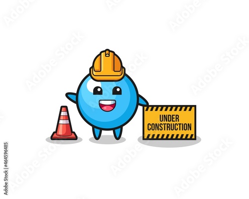 illustration of gum ball with under construction banner