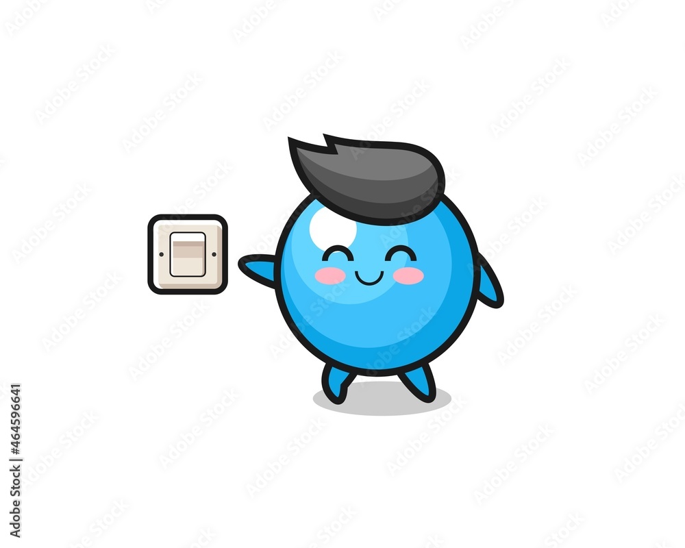 Fototapeta premium cartoon gum ball is turning off light