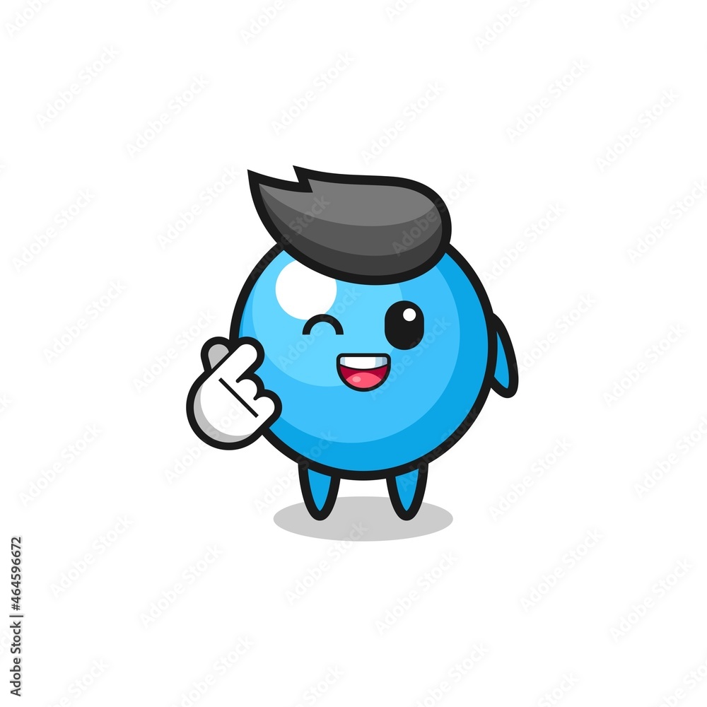 gum ball character doing Korean finger heart