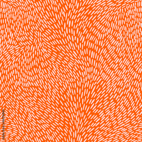 Abstract seamless vector pattern with peachy strokes on orange background