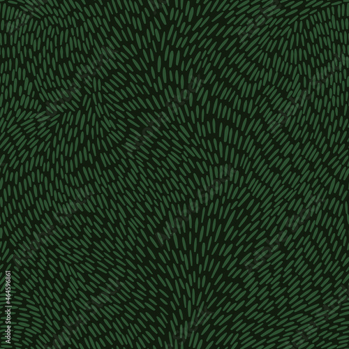 Abstract seamless vector pattern with green strokes on dark background © Julia
