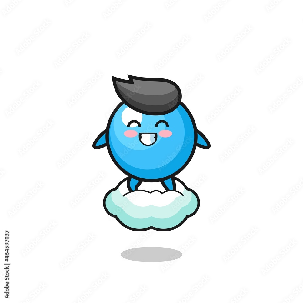 cute gum ball illustration riding a floating cloud