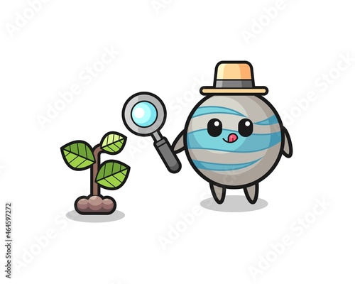 cute planet herbalist researching a plants