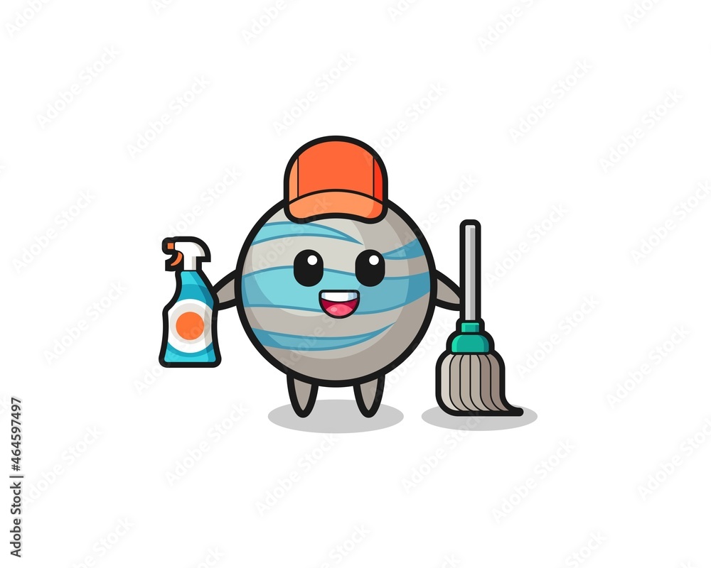 cute planet character as cleaning services mascot cute planet character as cleaning services mascot