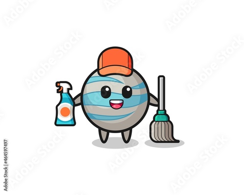 cute planet character as cleaning services mascot