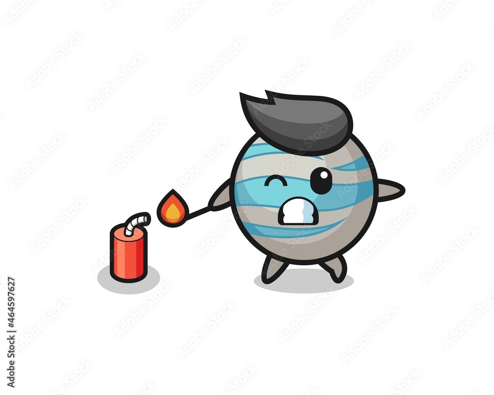 planet mascot illustration playing firecracker planet mascot illustration playing firecracker