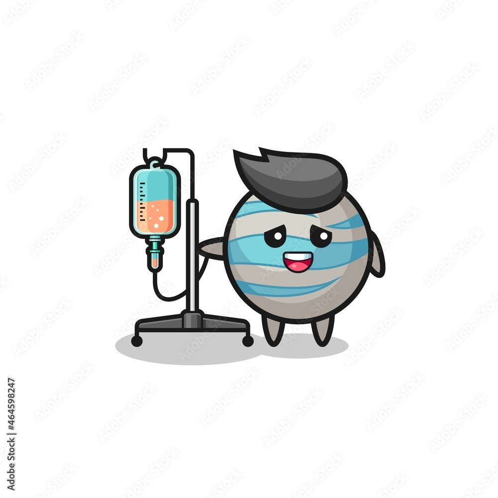 cute planet character standing with infusion pole cute planet character standing with infusion pole