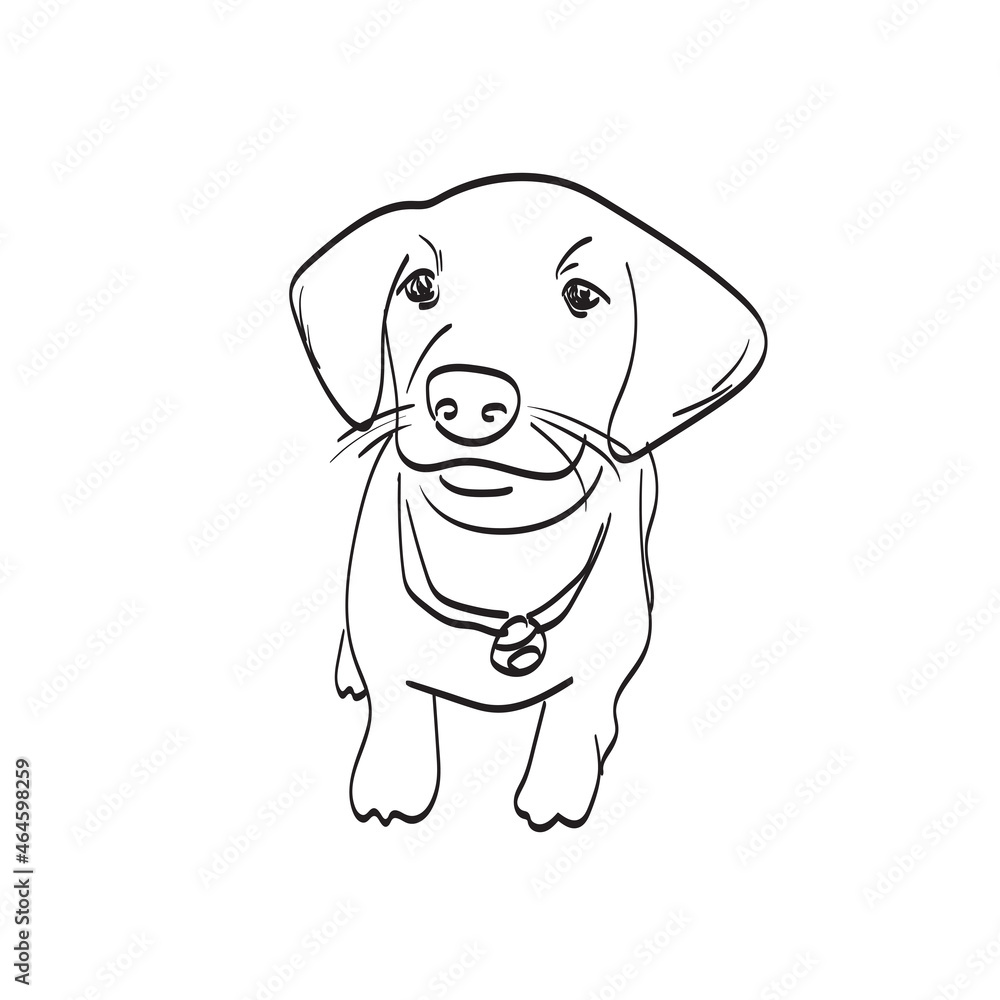 smiling puppy dog illustration vector isolated on white background line art. smiling puppy dog illustration vector isolated on white background line art.