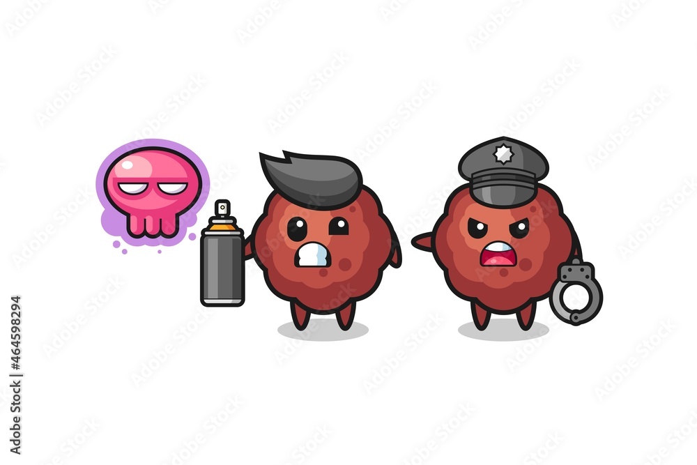 meatball cartoon doing vandalism and caught by the police meatball cartoon doing vandalism and caught by the police