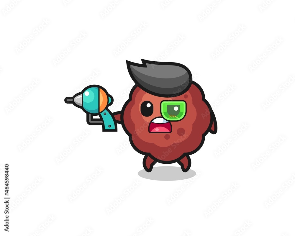 cute meatball holding a future gun