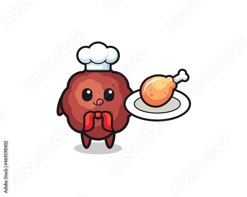 meatball fried chicken chef cartoon character