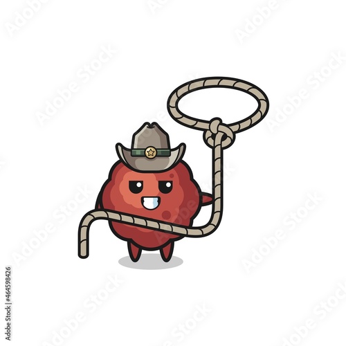the meatball cowboy with lasso rope