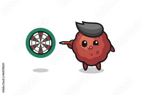 cute meatball is playing dart