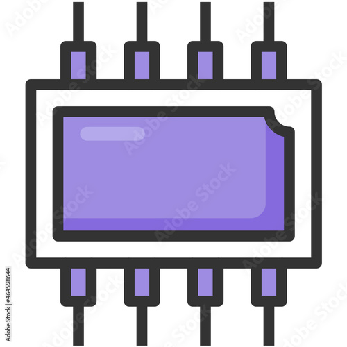 Digital resistors filled line icon, electronic and circuit part accessories in main board