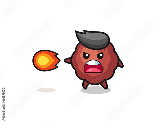 cute meatball mascot is shooting fire power © heriyusuf