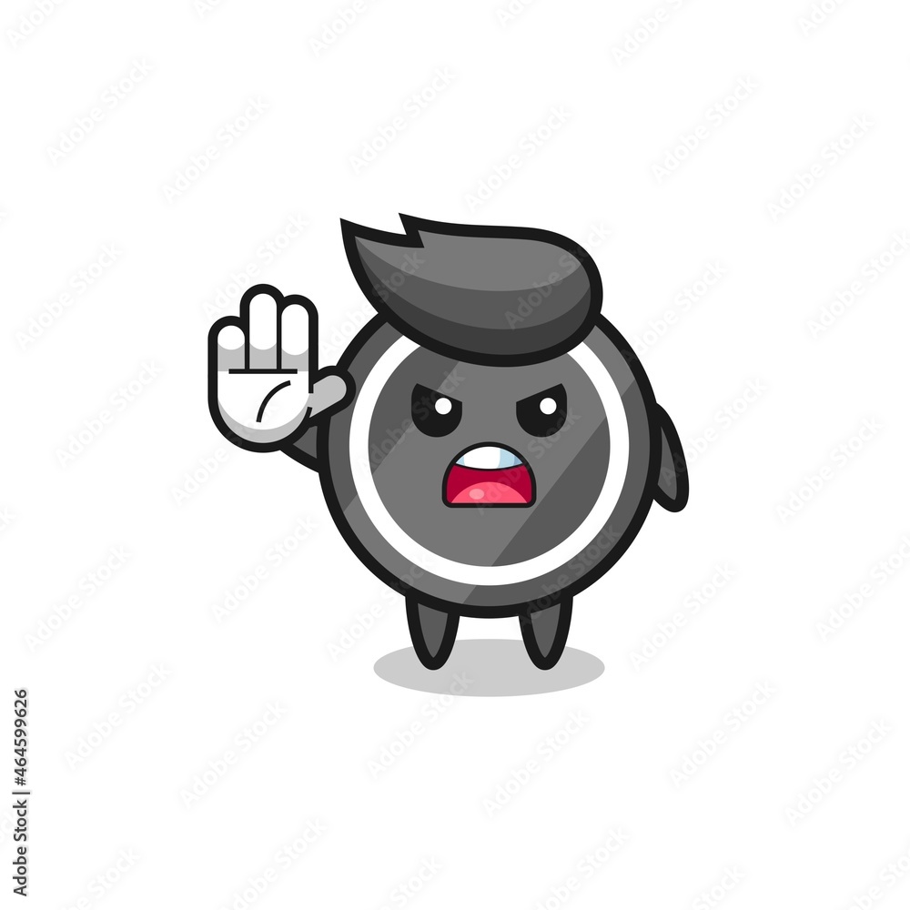 hockey puck character doing stop gesture hockey puck character doing stop gesture