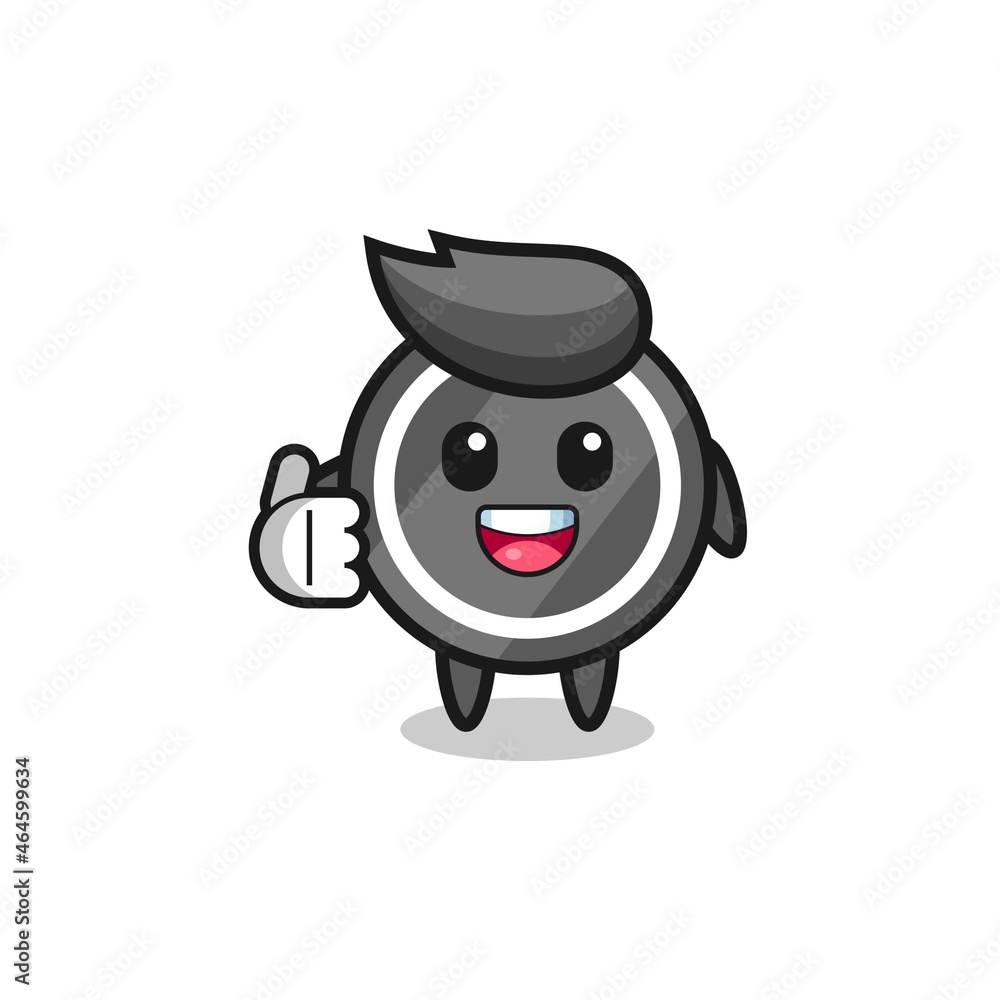 Obraz premium hockey puck mascot doing thumbs up gesture