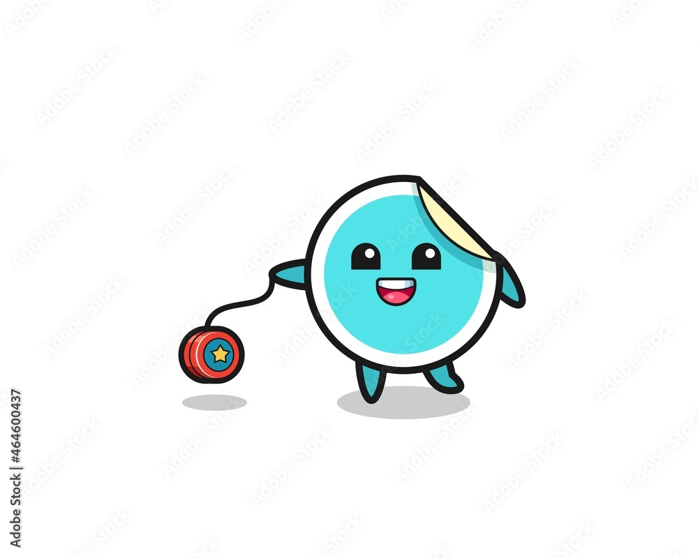 cartoon of cute sticker playing a yoyo cartoon of cute sticker playing a yoyo