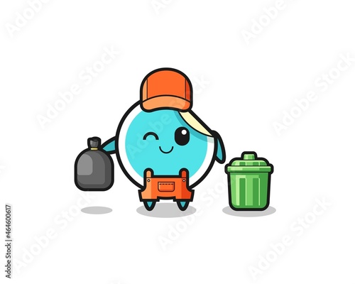 the mascot of cute sticker as garbage collector