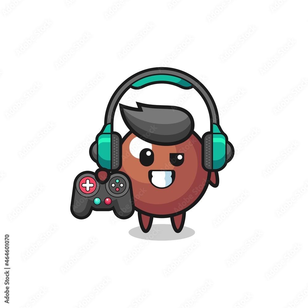 Obraz premium chocolate ball gamer mascot holding a game controller