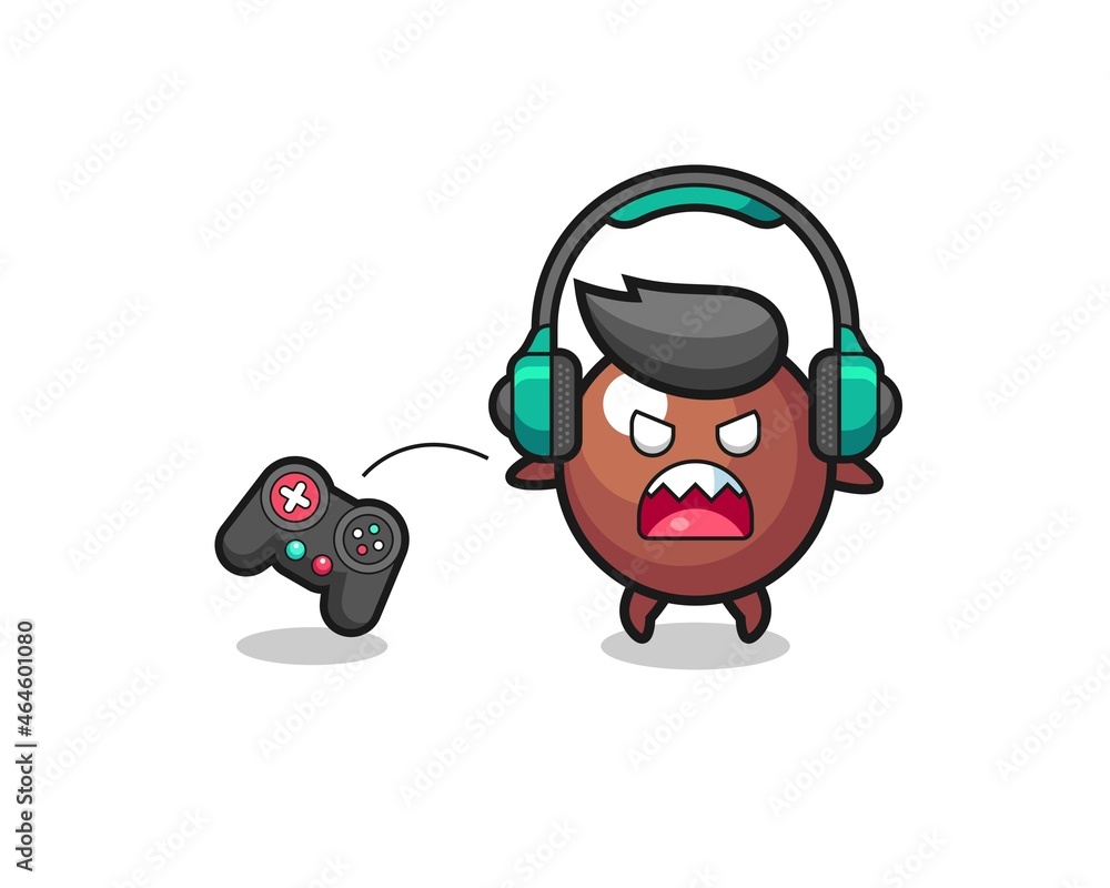 chocolate ball gamer mascot is angry chocolate ball gamer mascot is angry