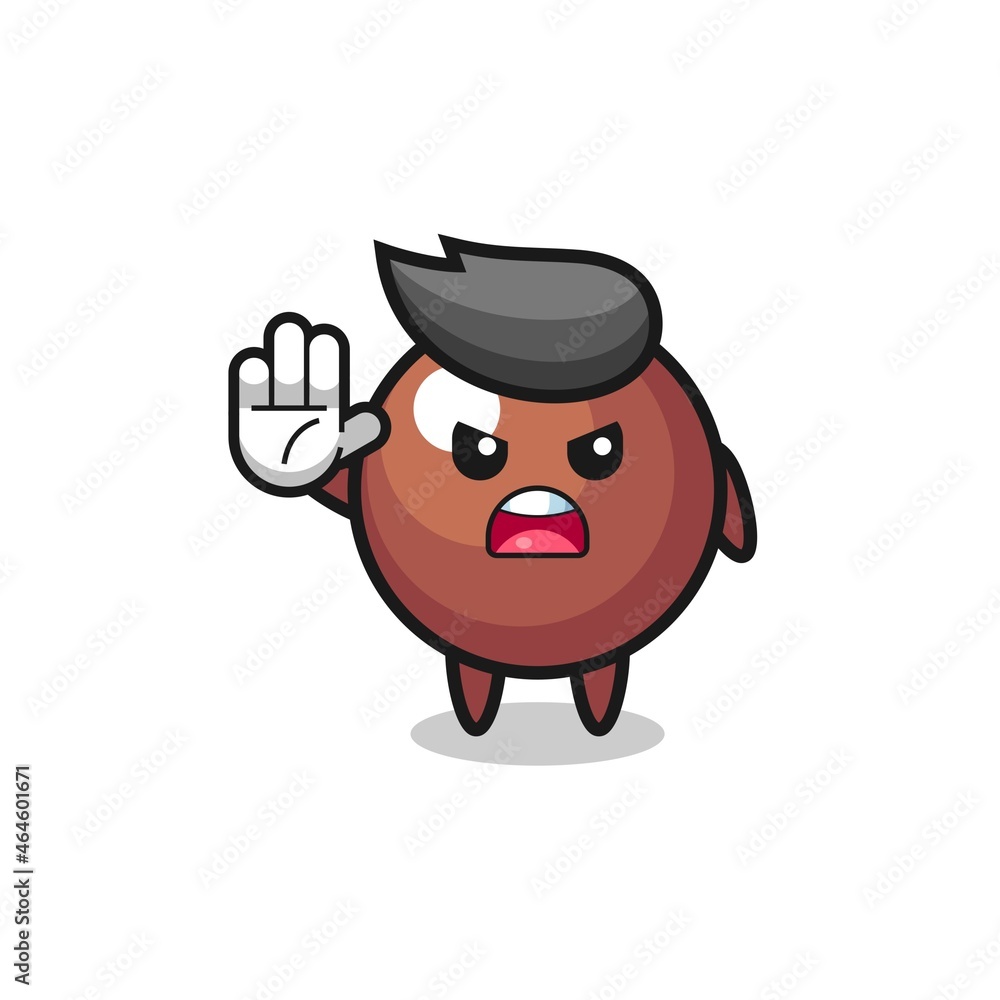 chocolate ball character doing stop gesture chocolate ball character doing stop gesture
