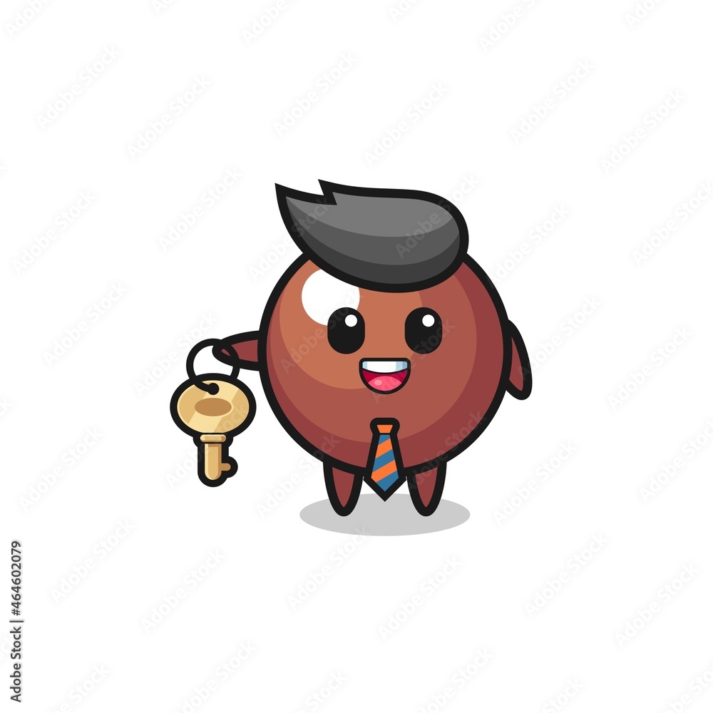 cute chocolate ball as a real estate agent mascot