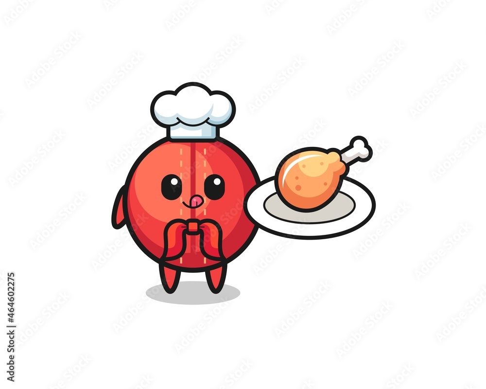 cricket ball fried chicken chef cartoon character cricket ball fried chicken chef cartoon character